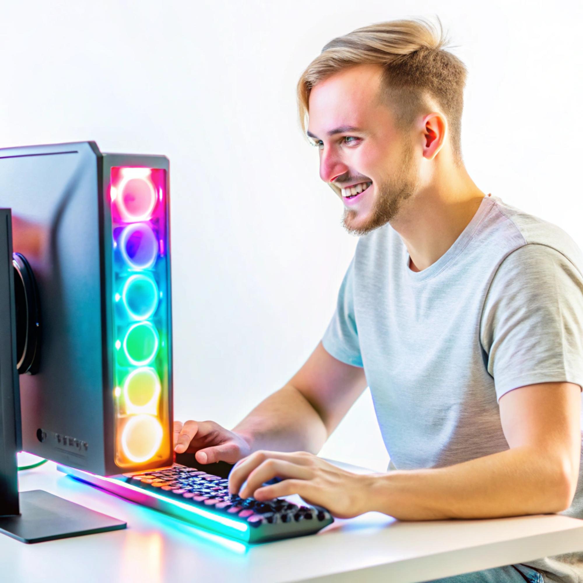 Žaidimų scenoje žaidėjas prie monitoriaus